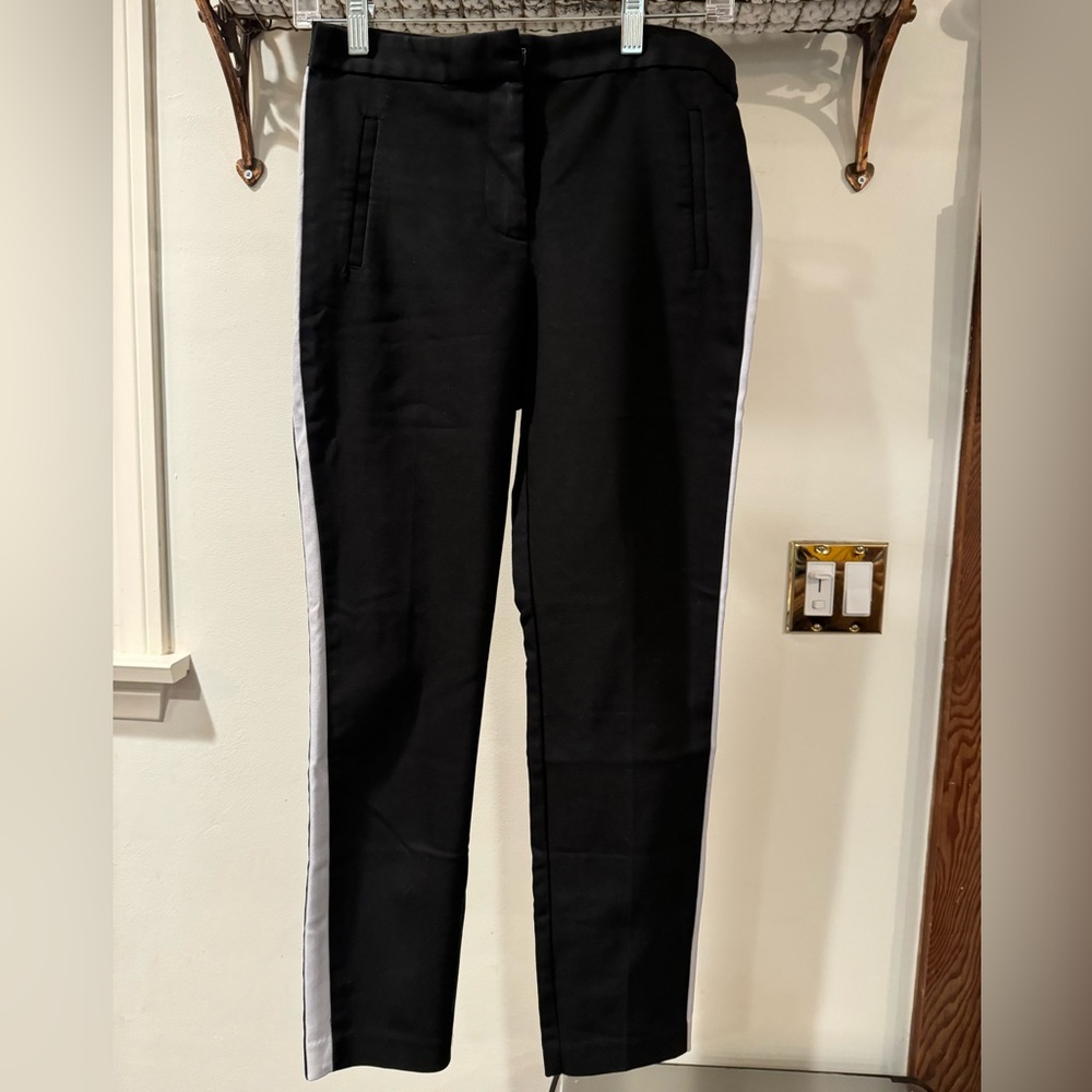 Cropped Black Pants with White Stripe